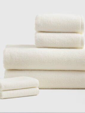 Quince Turkish Ribbed Quick Dry Bath Towel Bundle Ivory